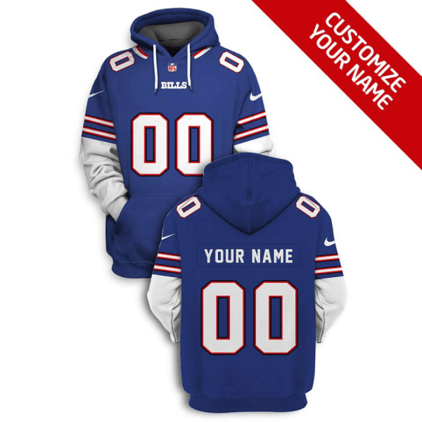 Men's  Blue Buffalo Bills Active Player Custom 2021 Pullover Hoodie